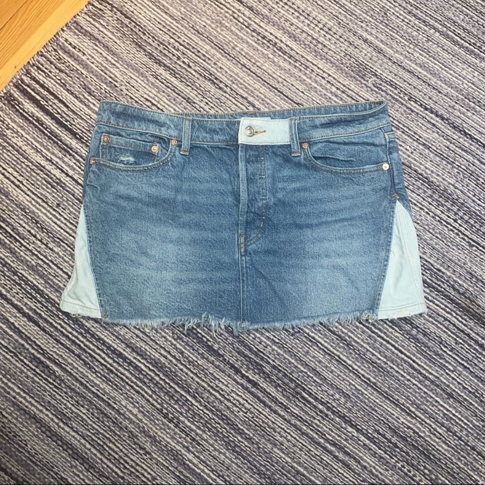 FREE PEOPLE Denim Patchwork Mini Skirt
